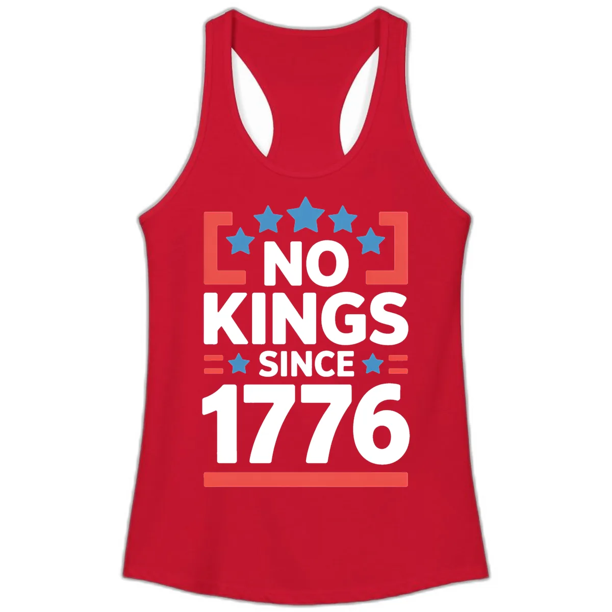 No Kings Since 1776 Patriotic Stars Design Ladies Tank in Solid Red