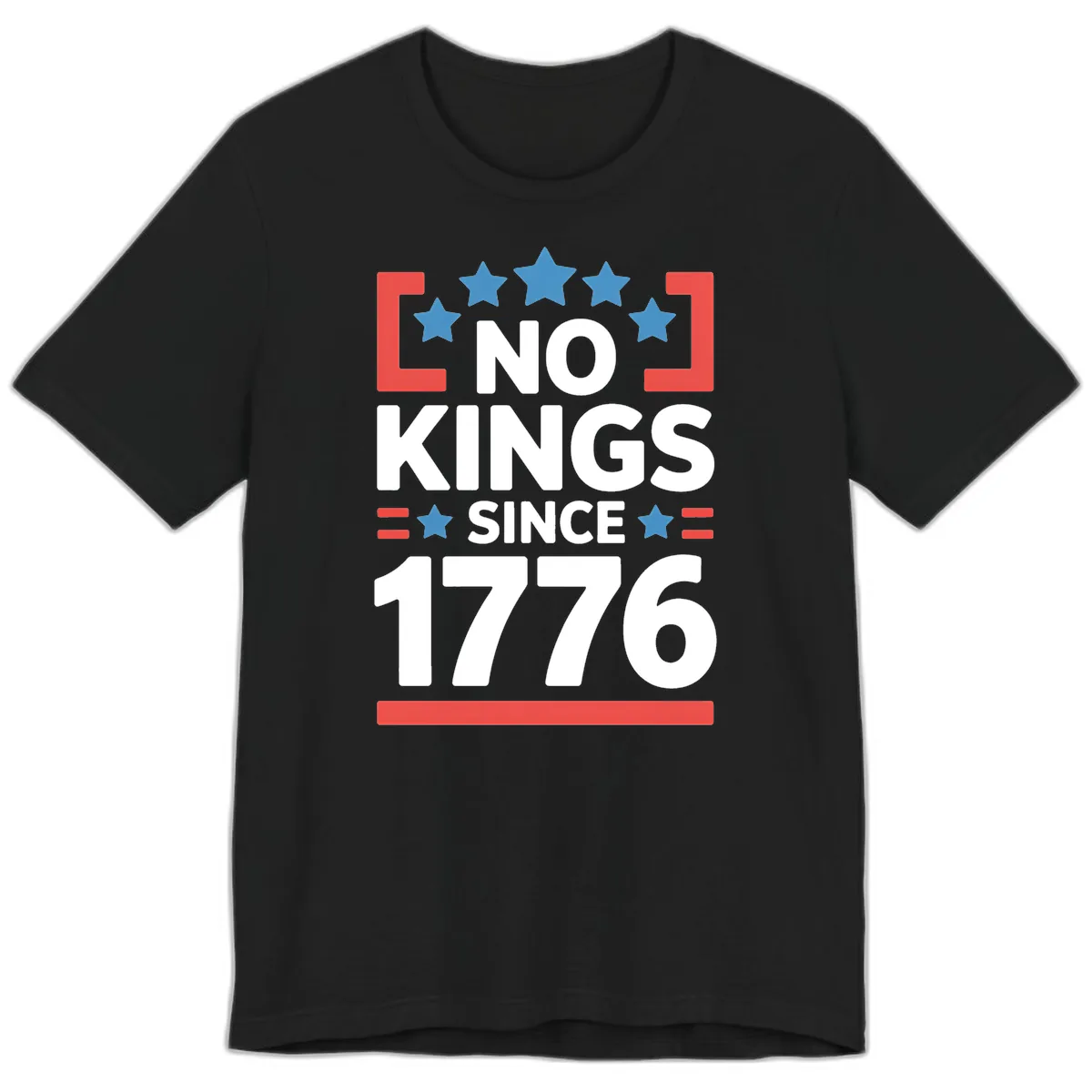 No Kings Since 1776 Patriotic Stars Design Premium T-Shirt in Black