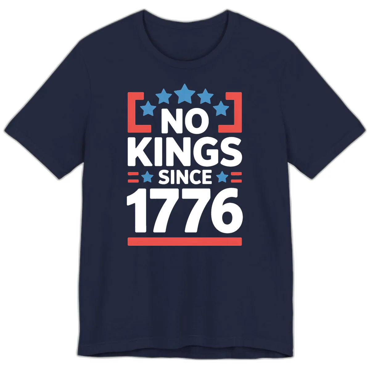 No Kings Since 1776 Patriotic Stars Design Premium T-Shirt in Navy