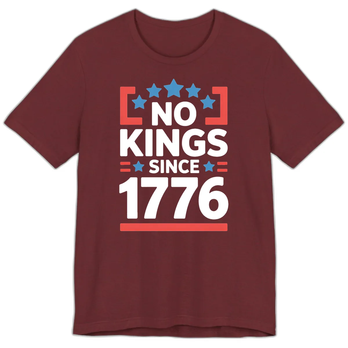 No Kings Since 1776 Patriotic Stars Design Premium T-Shirt in Heather Cardinal