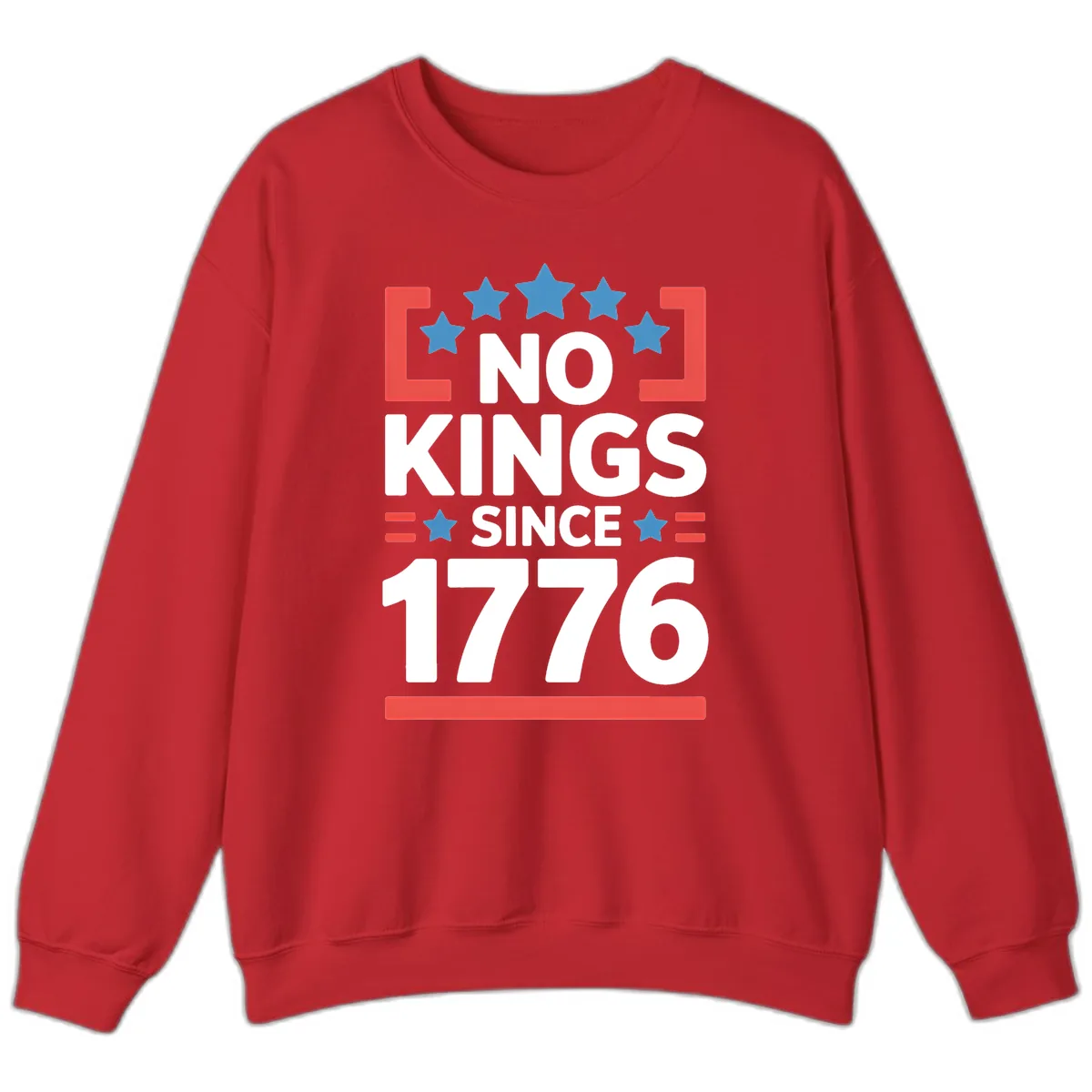 No Kings Since 1776 Patriotic Stars Design Sweatshirt in Red