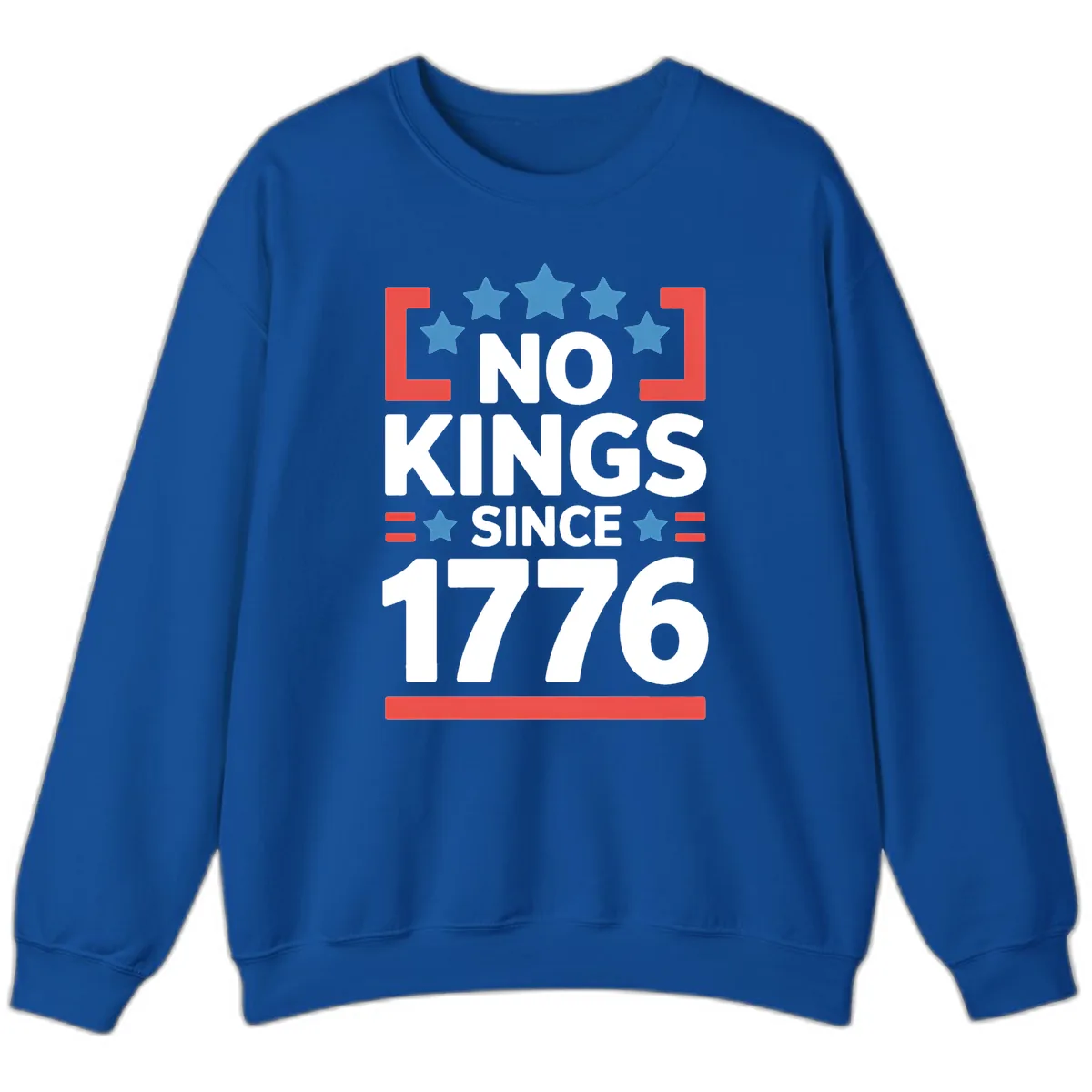 No Kings Since 1776 Patriotic Stars Design Sweatshirt in Royal