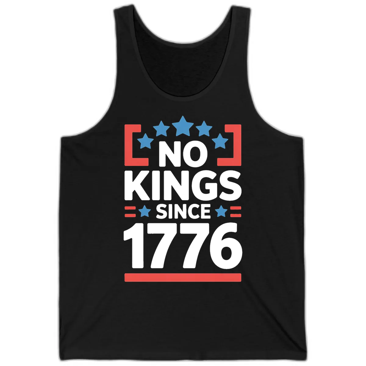No Kings Since 1776 Patriotic Stars Design Tank in Black