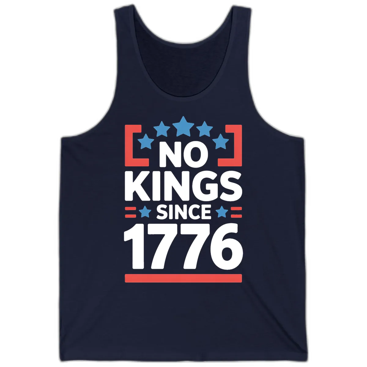 No Kings Since 1776 Patriotic Stars Design Tank in Navy