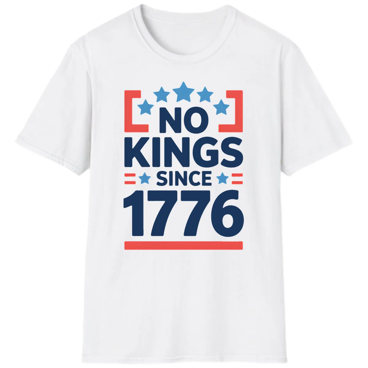No Kings Since 1776 Patriotic Stars Design T-Shirt in White