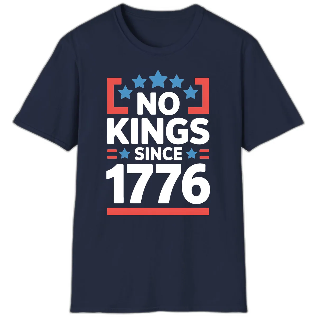 No Kings Since 1776 Patriotic Stars Design T-Shirt in Navy
