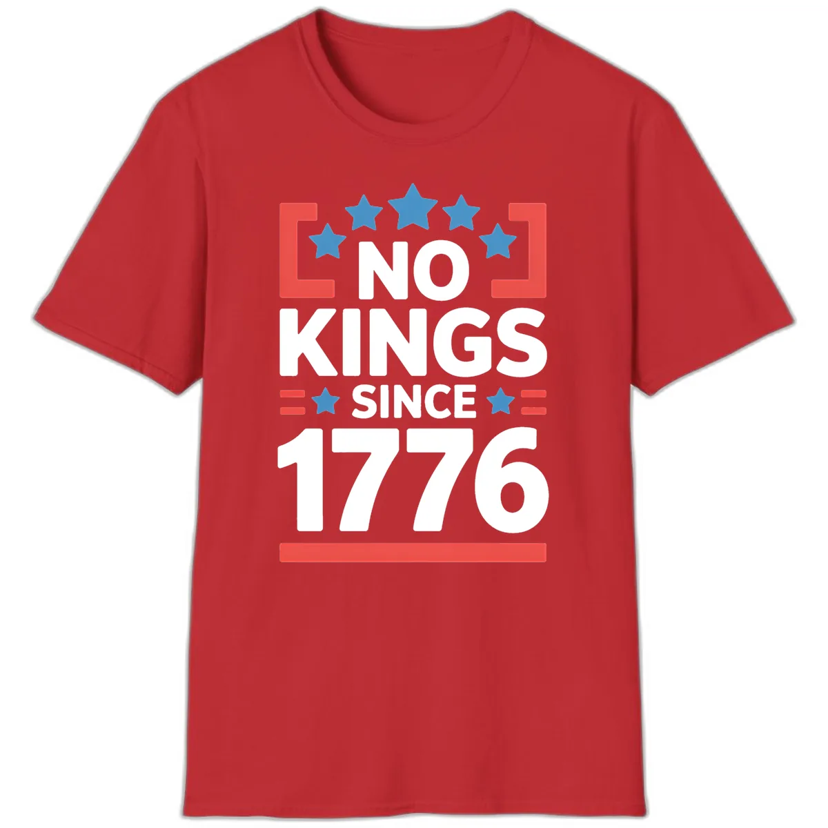 No Kings Since 1776 Patriotic Stars Design T-Shirt in Red