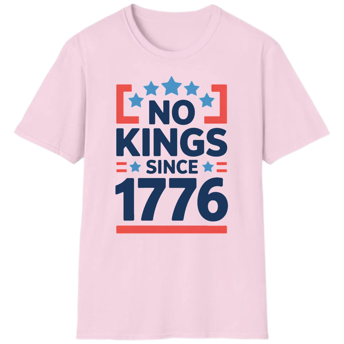 No Kings Since 1776 Patriotic Stars Design T-Shirt in Light Pink