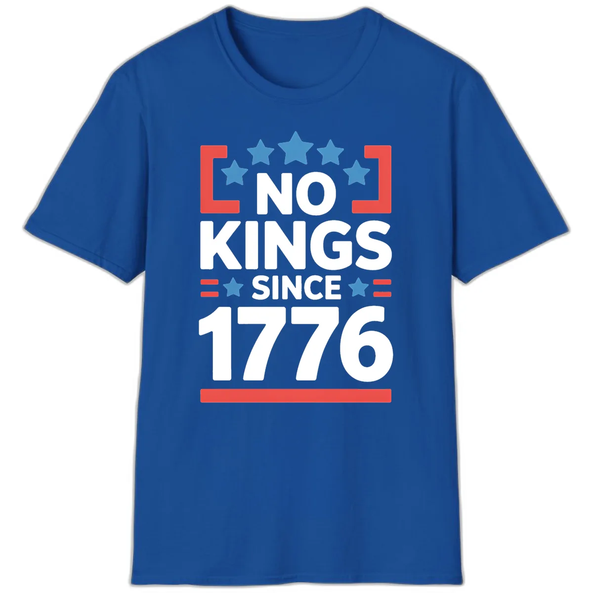 No Kings Since 1776 Patriotic Stars Design T-Shirt in Royal