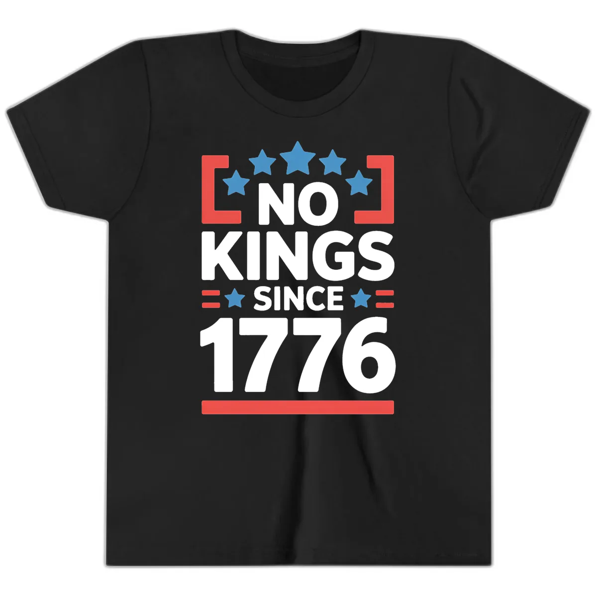 No Kings Since 1776 Patriotic Stars Design Youth T-Shirt in Black