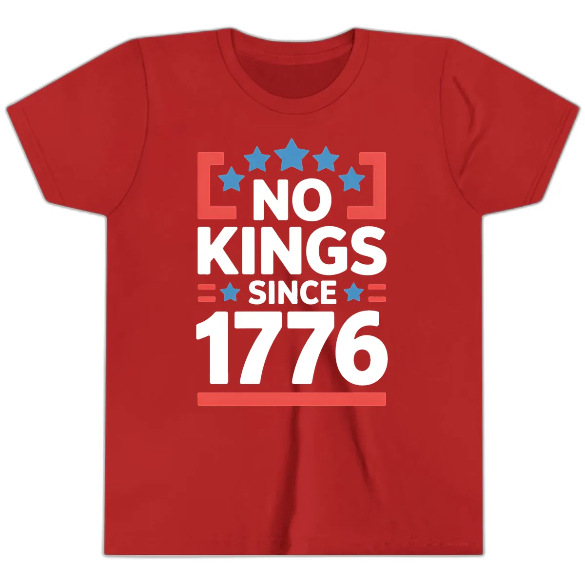 No Kings Since 1776 Patriotic Stars Design Youth T-Shirt in Red