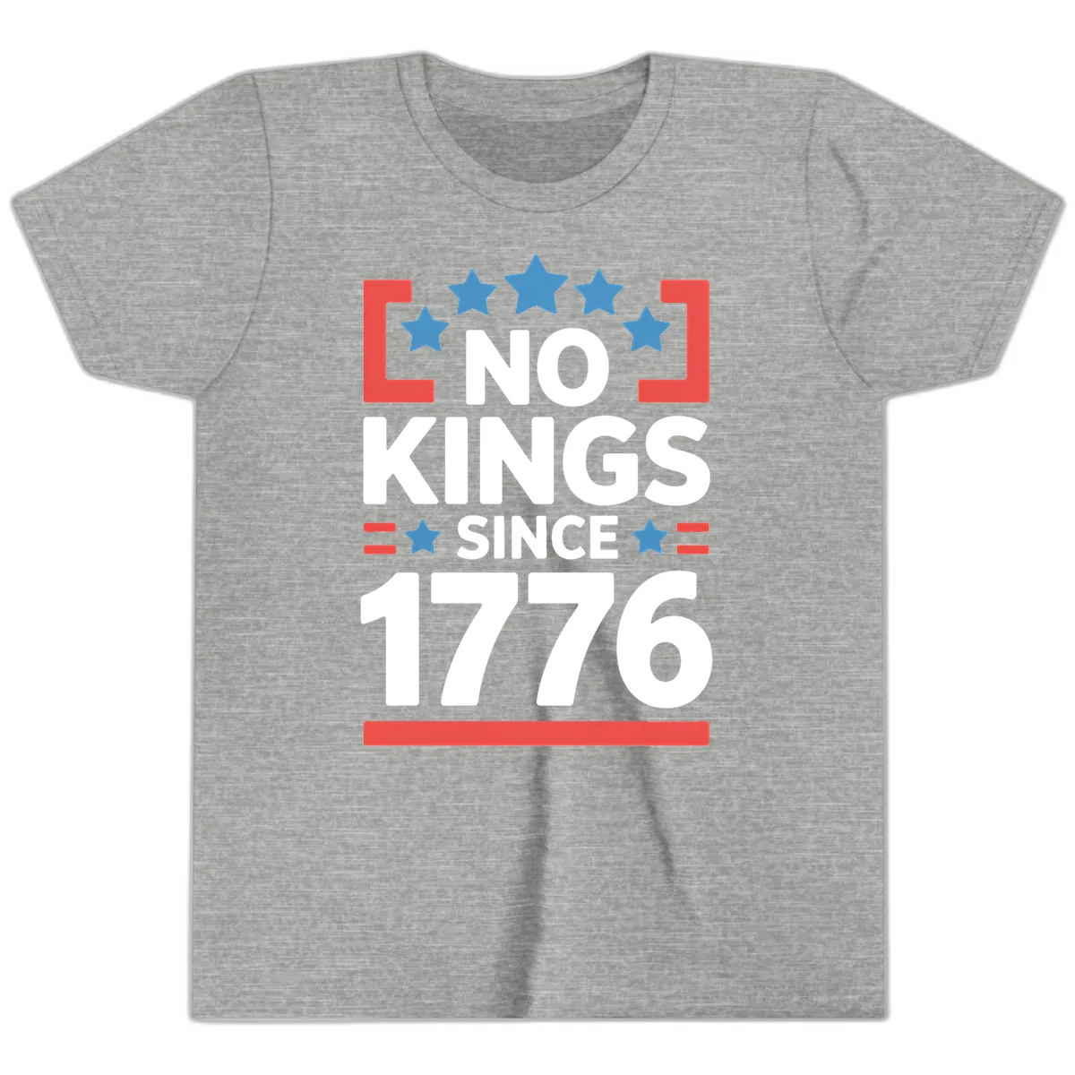 No Kings Since 1776 Patriotic Stars Design Youth T-Shirt in Athletic Heather