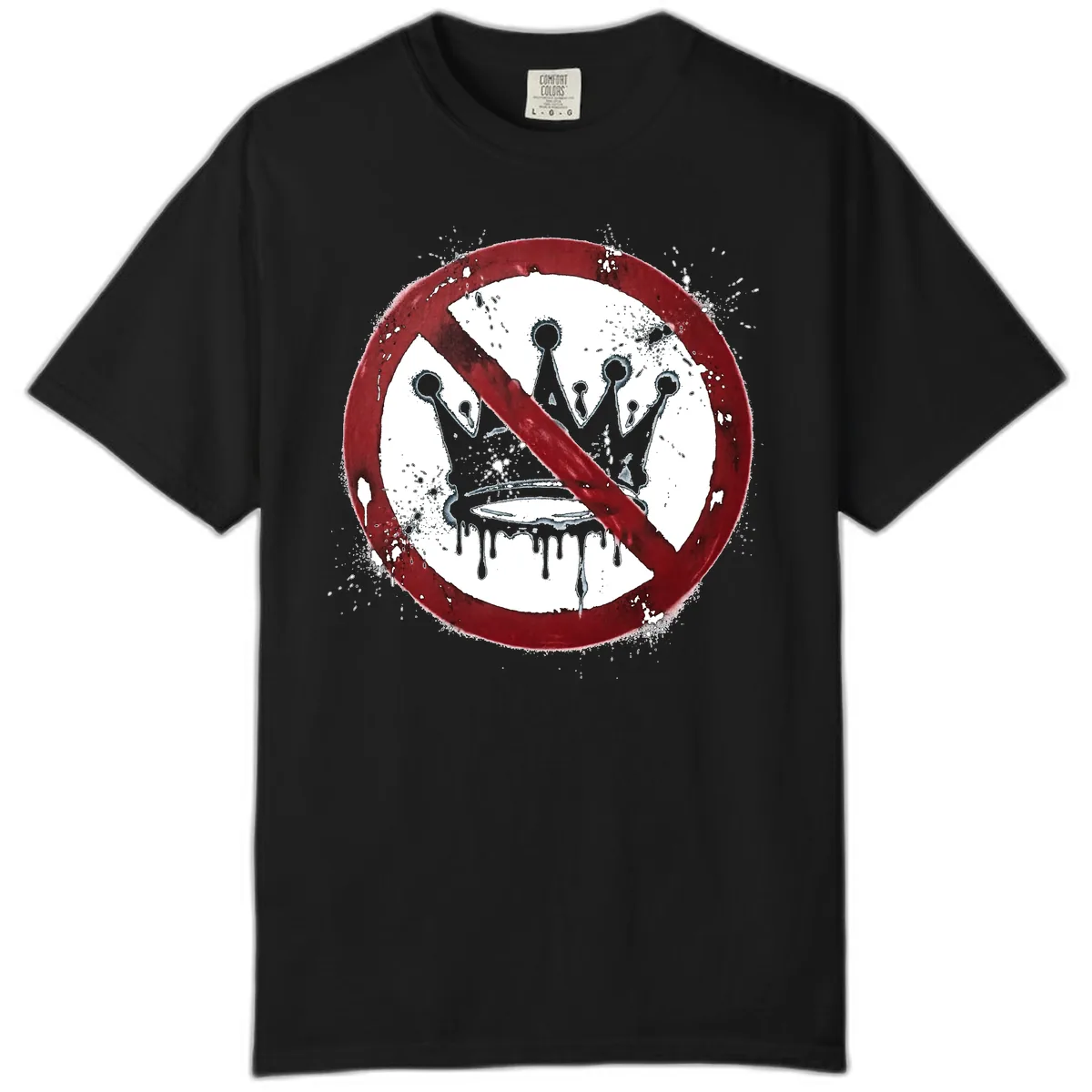 No Crown Anti-Monarchy Protest Symbol Art Comfort Color in Black