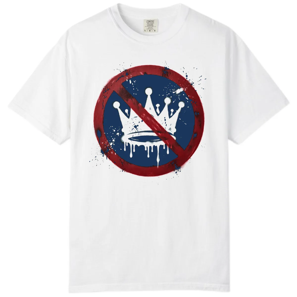 No Crown Anti-Monarchy Protest Symbol Art Comfort Color in White