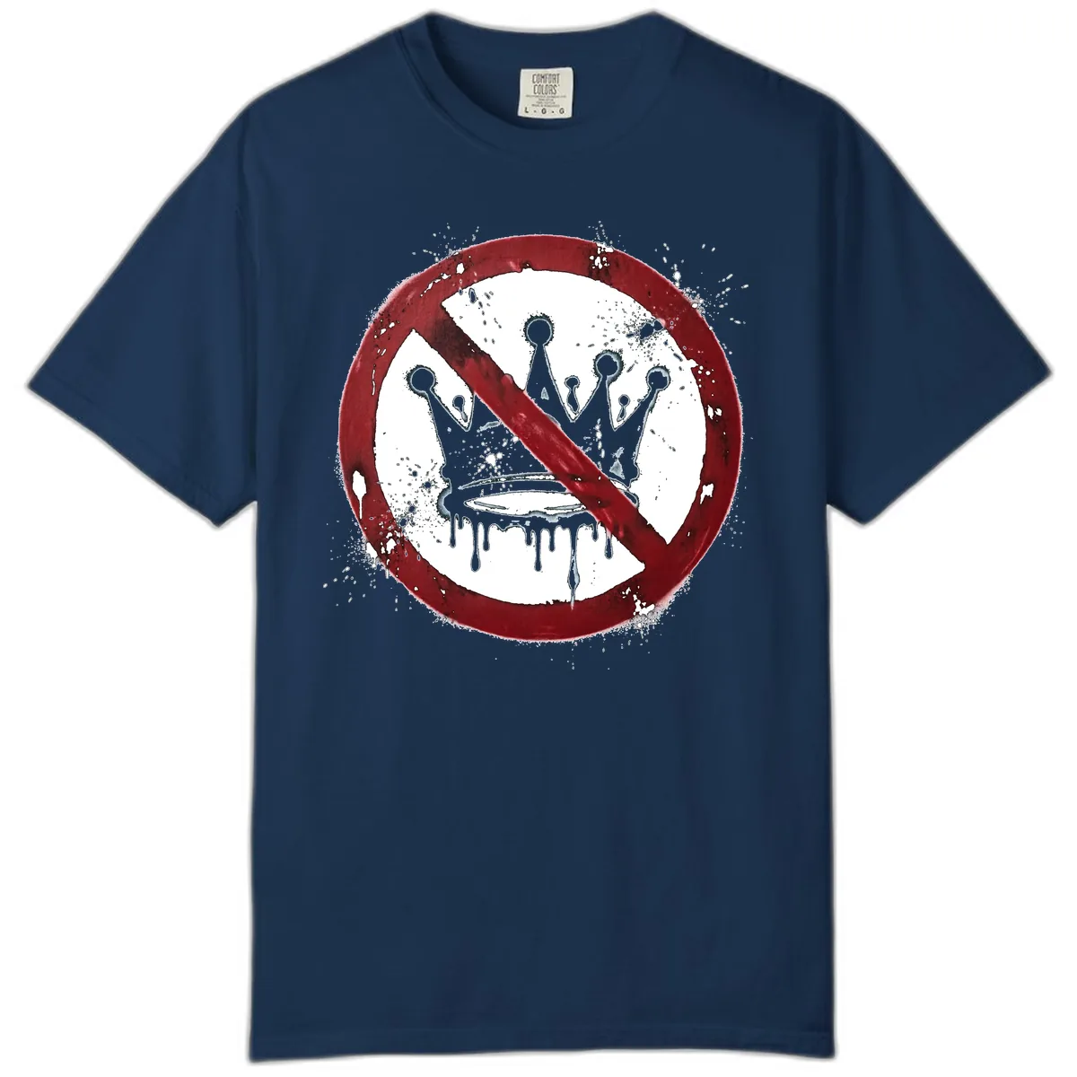 No Crown Anti-Monarchy Protest Symbol Art Comfort Color in Navy
