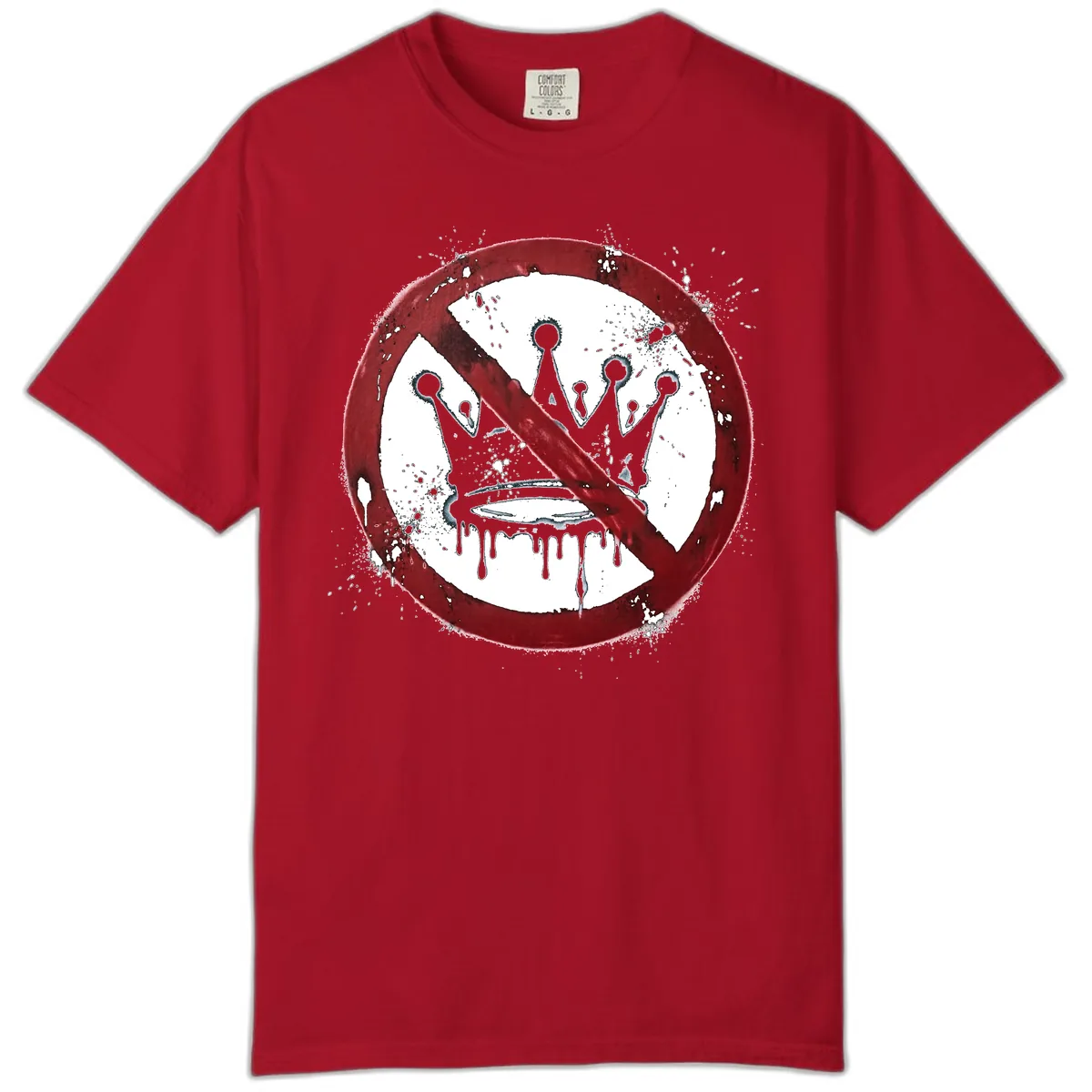 No Crown Anti-Monarchy Protest Symbol Art Comfort Color in Red