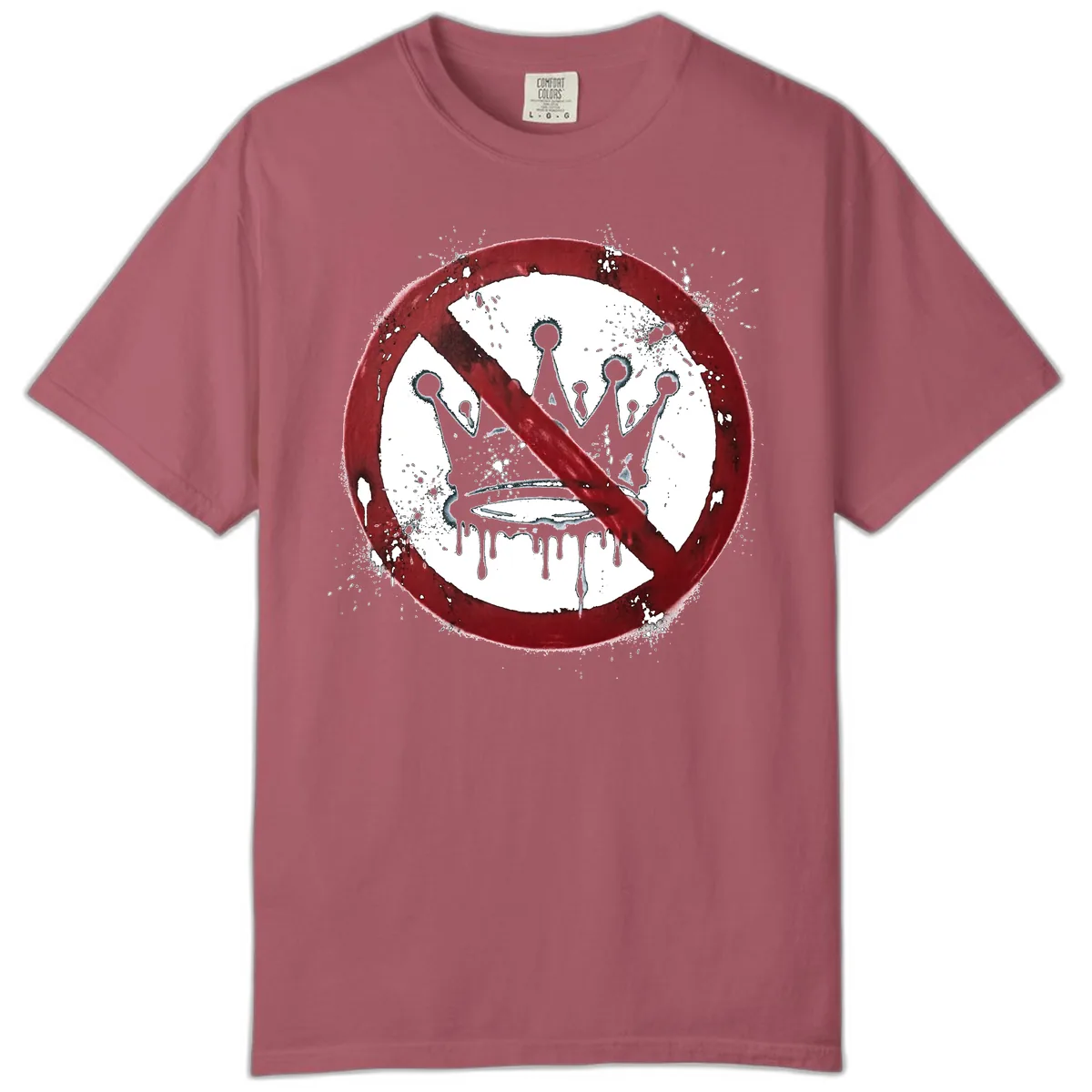 No Crown Anti-Monarchy Protest Symbol Art Comfort Color in Crimson