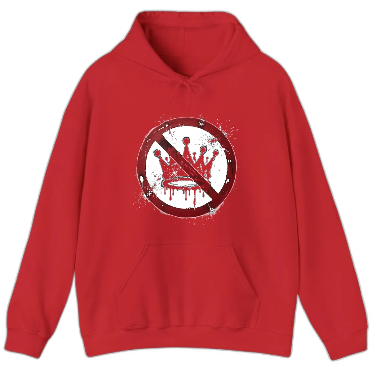 No Crown Anti-Monarchy Protest Symbol Art Hoodie in Red