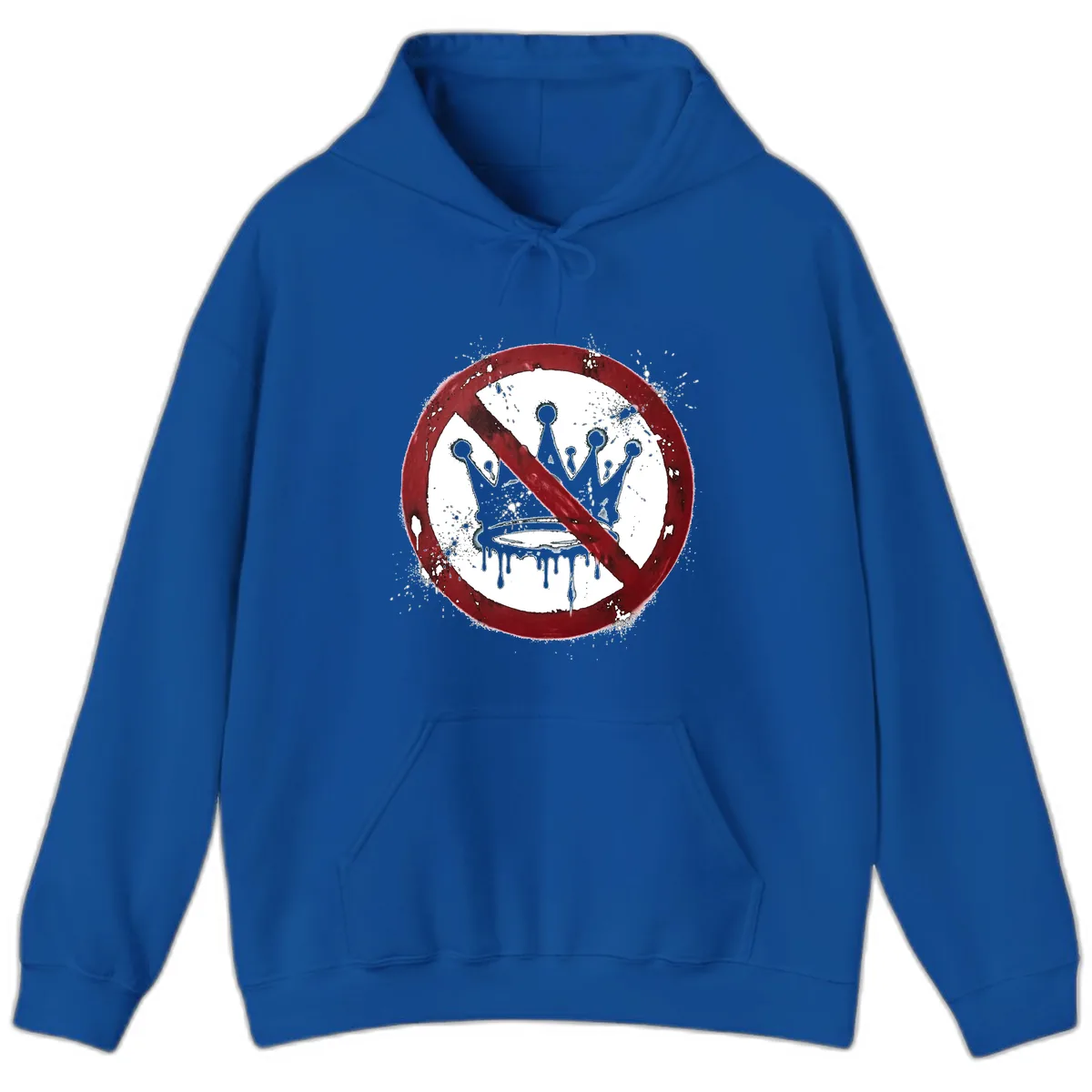 No Crown Anti-Monarchy Protest Symbol Art Hoodie in Royal