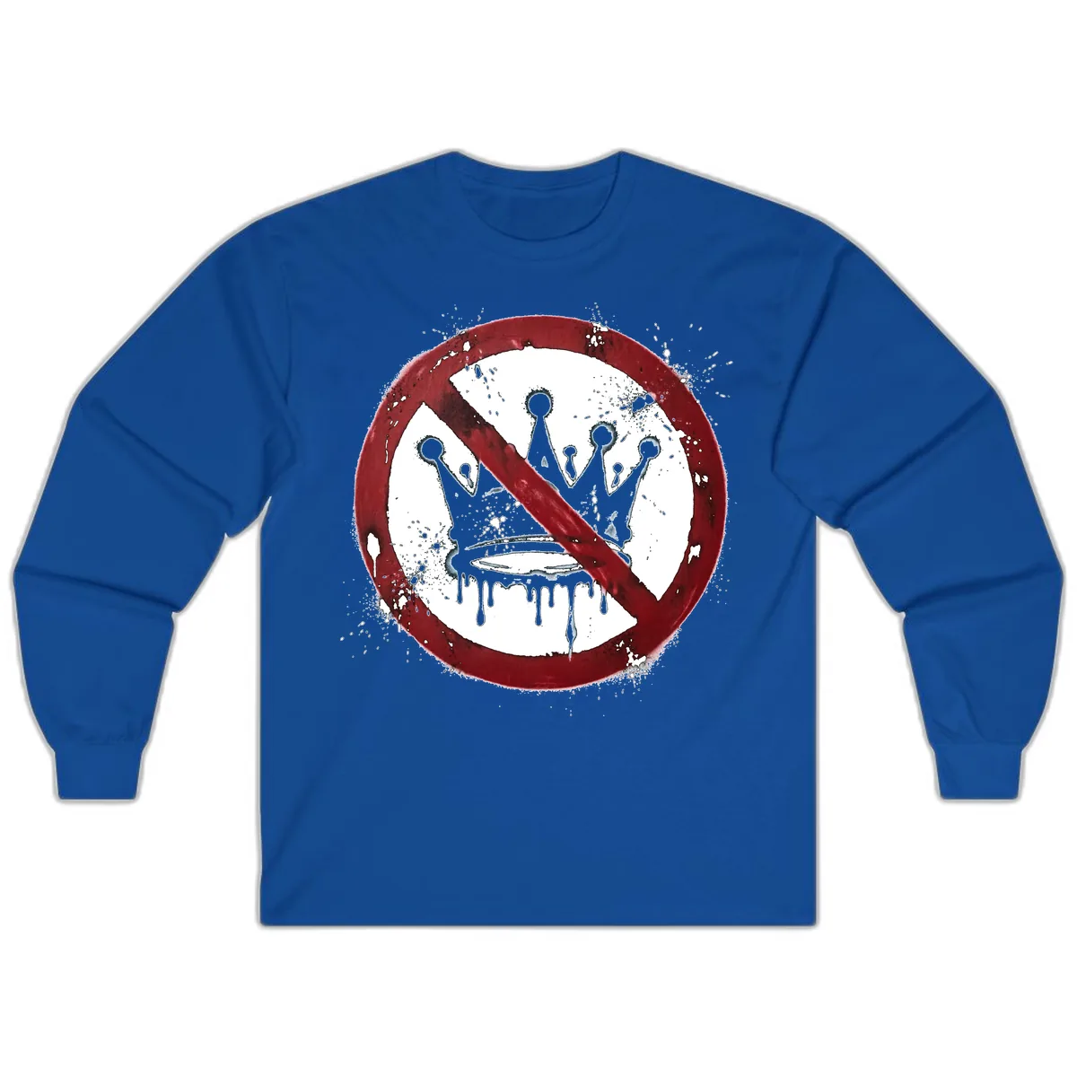 No Crown Anti-Monarchy Protest Symbol Art Long Sleeve in Royal