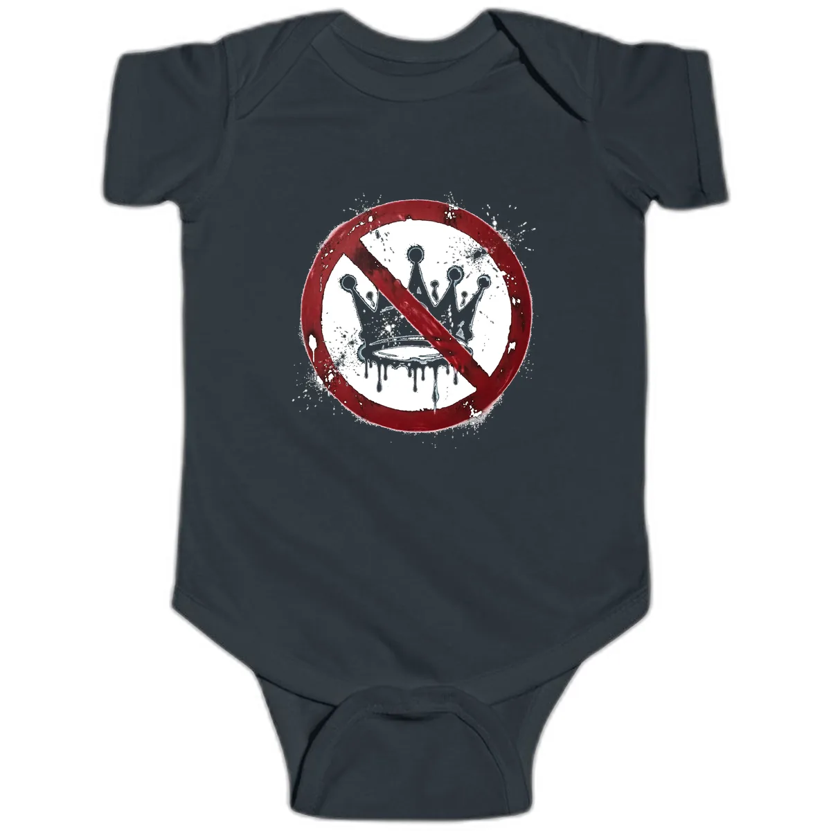 No Crown Anti-Monarchy Protest Symbol Art Baby Onesie in Black