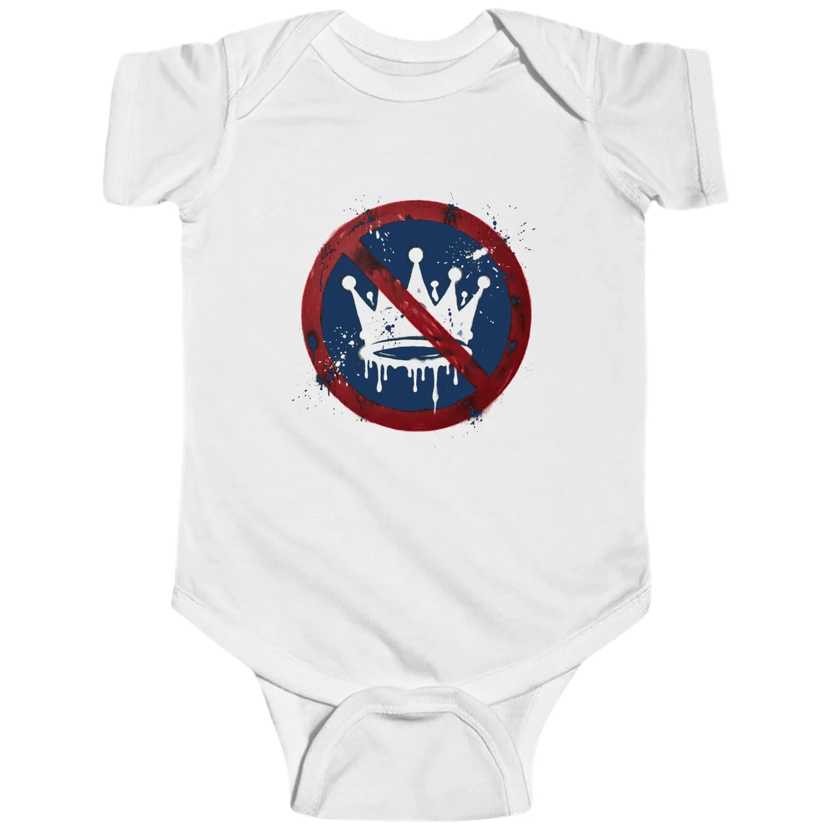 No Crown Anti-Monarchy Protest Symbol Art Baby Onesie in White