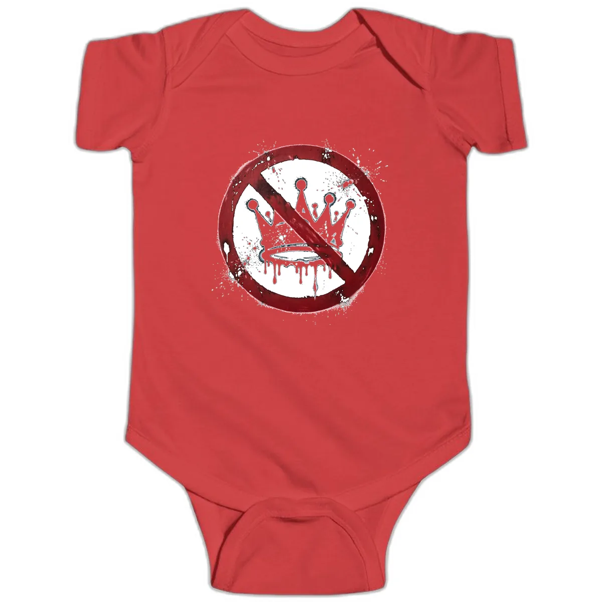 No Crown Anti-Monarchy Protest Symbol Art Baby Onesie in Red
