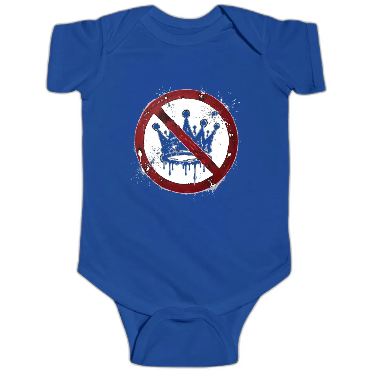 No Crown Anti-Monarchy Protest Symbol Art Baby Onesie in Royal