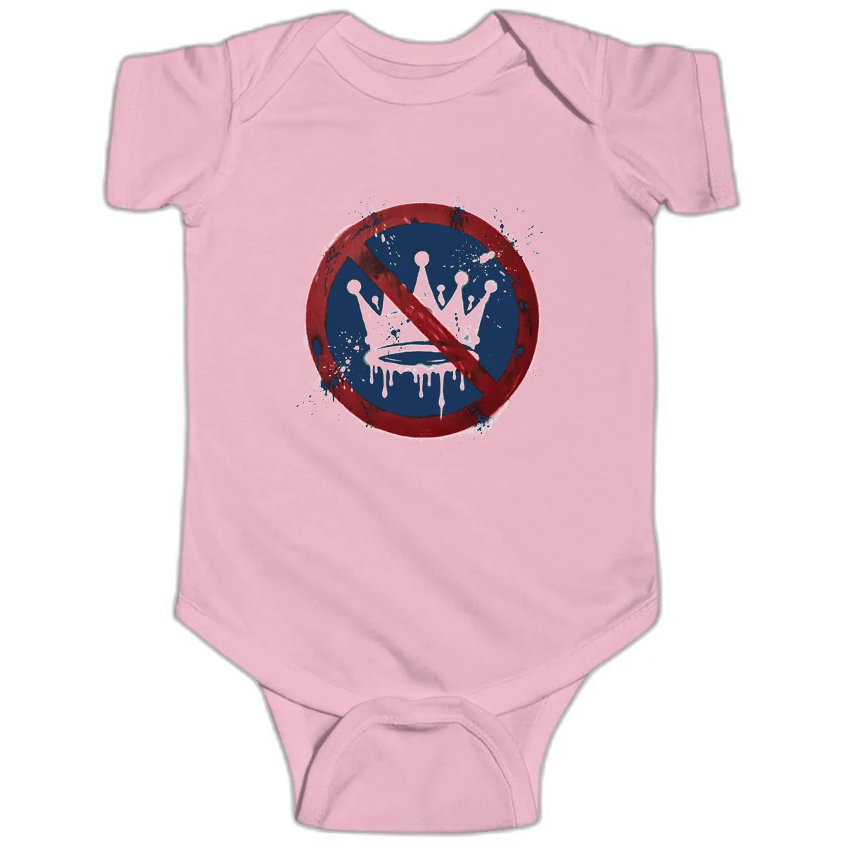 No Crown Anti-Monarchy Protest Symbol Art Baby Onesie in Pink