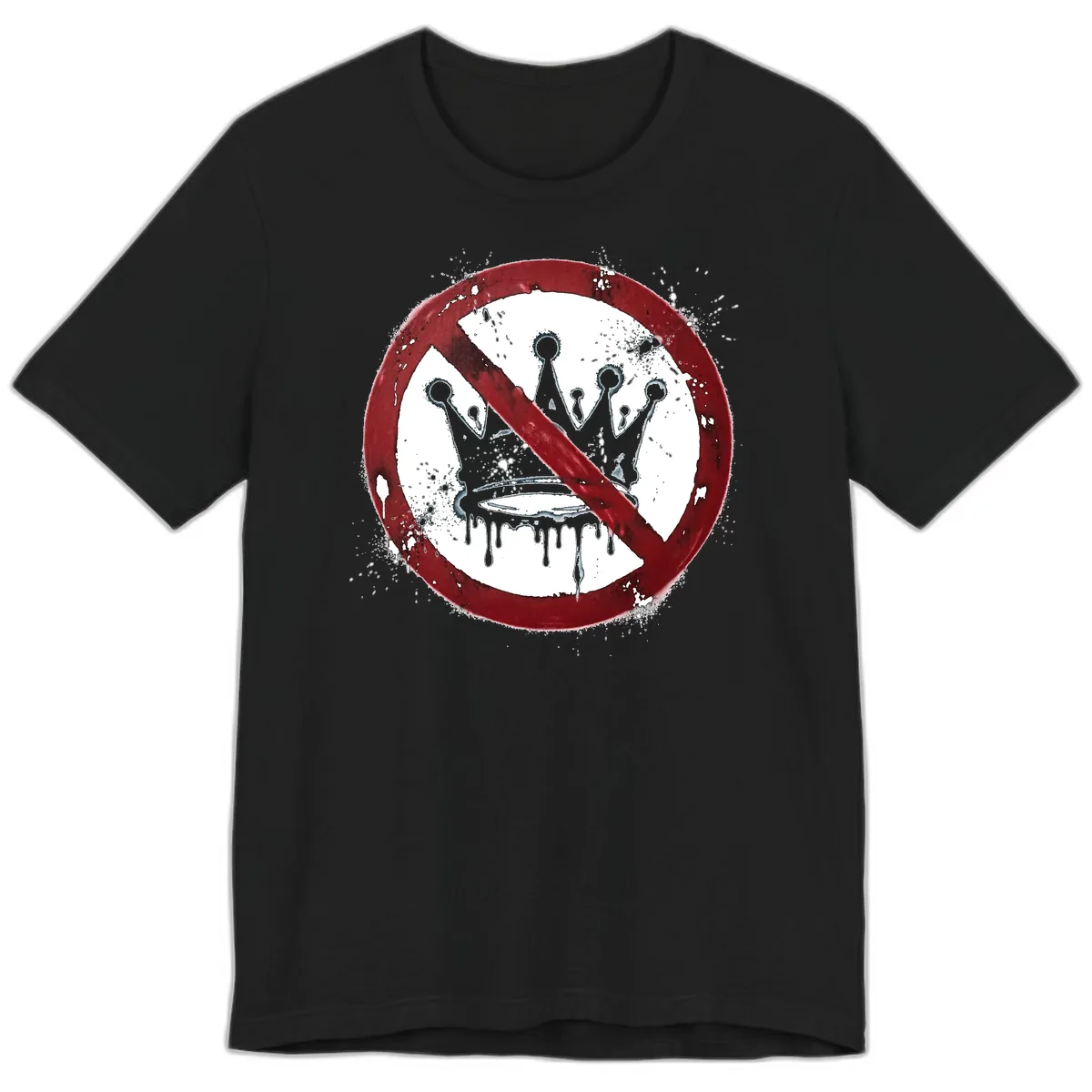 No Crown Anti-Monarchy Protest Symbol Art Premium T-Shirt in Black