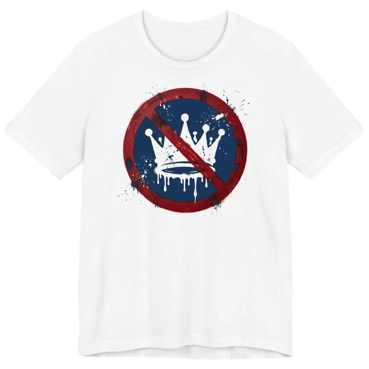 No Crown Anti-Monarchy Protest Symbol Art Premium T-Shirt in White