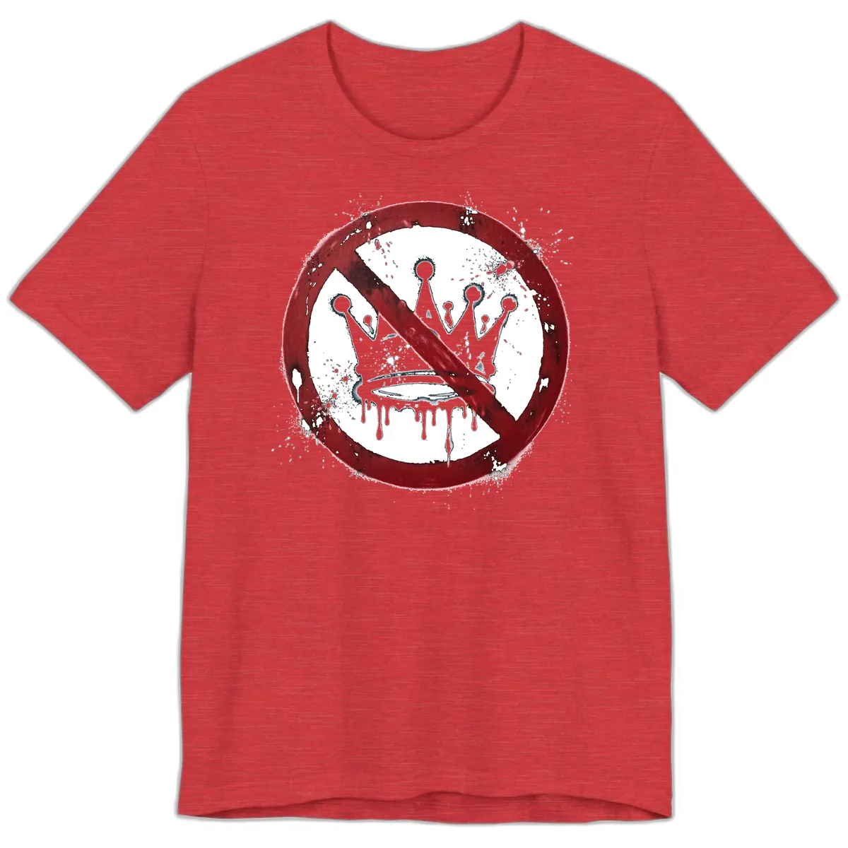 No Crown Anti-Monarchy Protest Symbol Art Premium T-Shirt in Heather Red