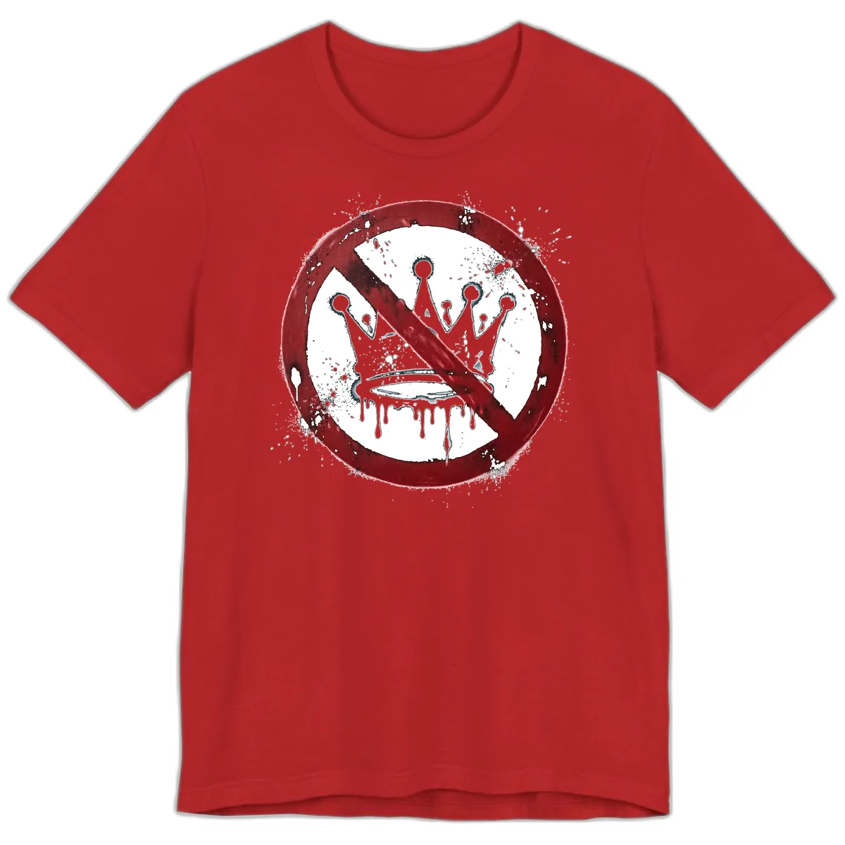No Crown Anti-Monarchy Protest Symbol Art Premium T-Shirt in Red