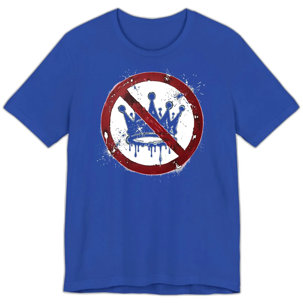 No Crown Anti-Monarchy Protest Symbol Art Premium T-Shirt in True Royal