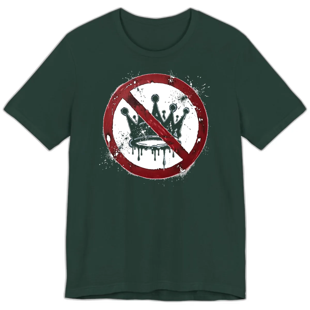 No Crown Anti-Monarchy Protest Symbol Art Premium T-Shirt in Forest