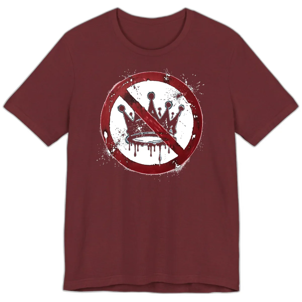 No Crown Anti-Monarchy Protest Symbol Art Premium T-Shirt in Heather Cardinal
