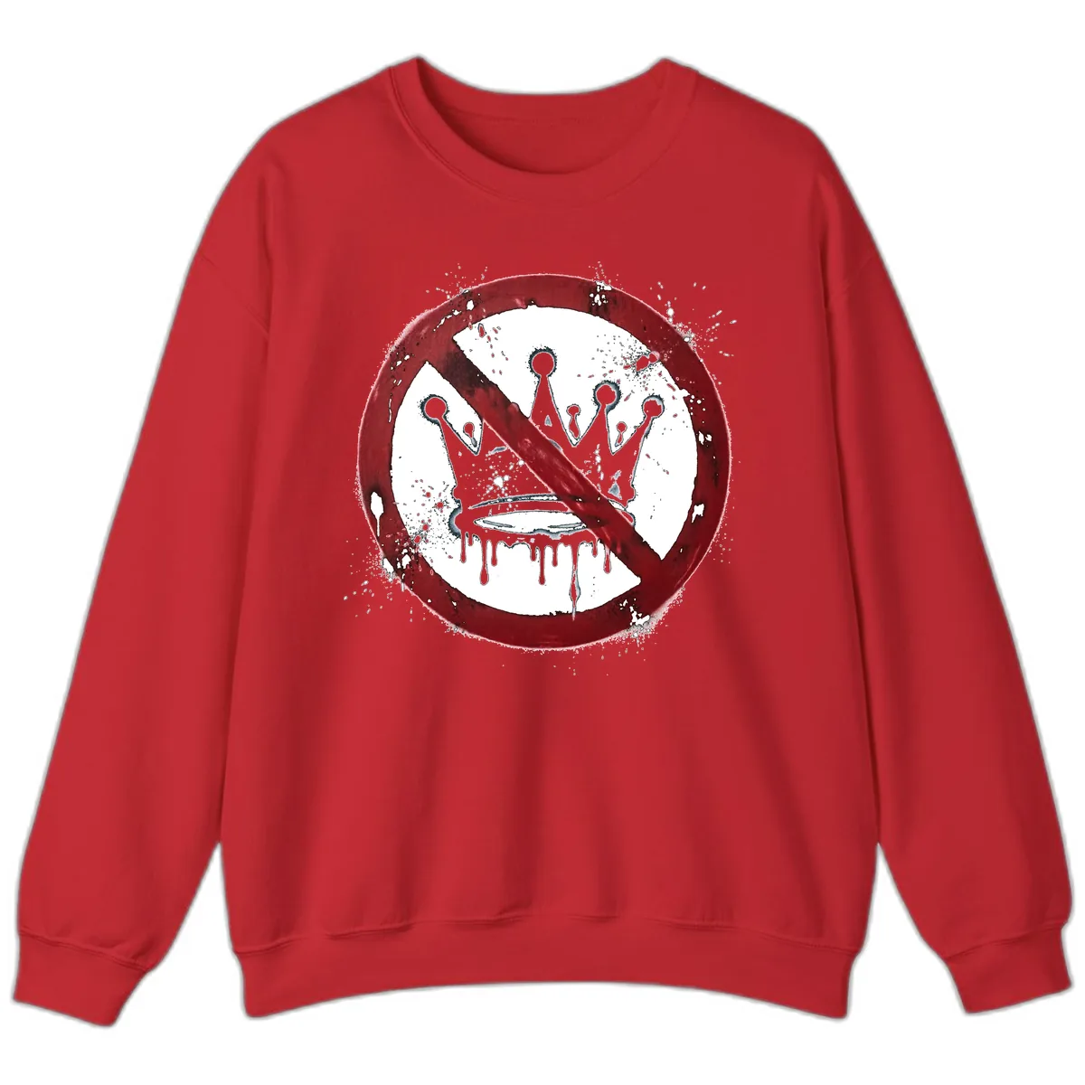 No Crown Anti-Monarchy Protest Symbol Art Sweatshirt in Red