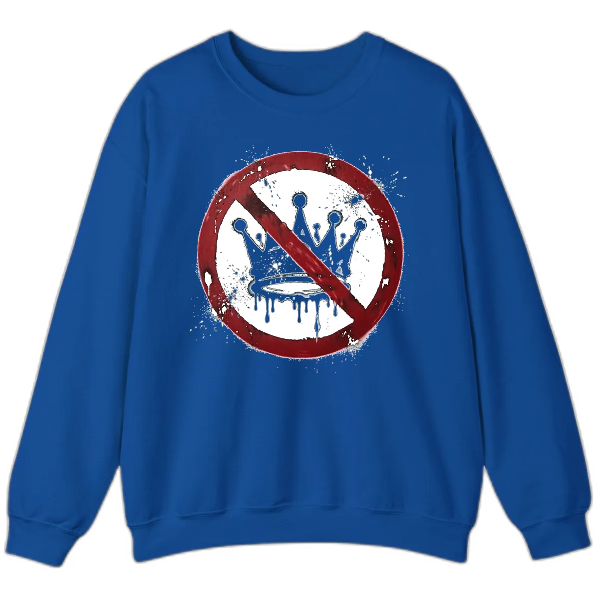 No Crown Anti-Monarchy Protest Symbol Art Sweatshirt in Royal