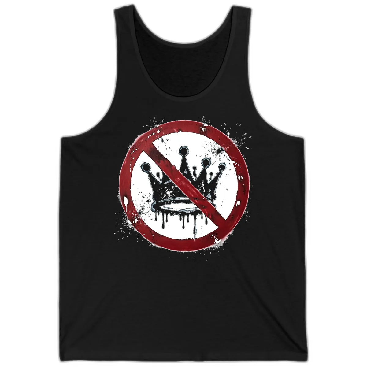 No Crown Anti-Monarchy Protest Symbol Art Tank in Black
