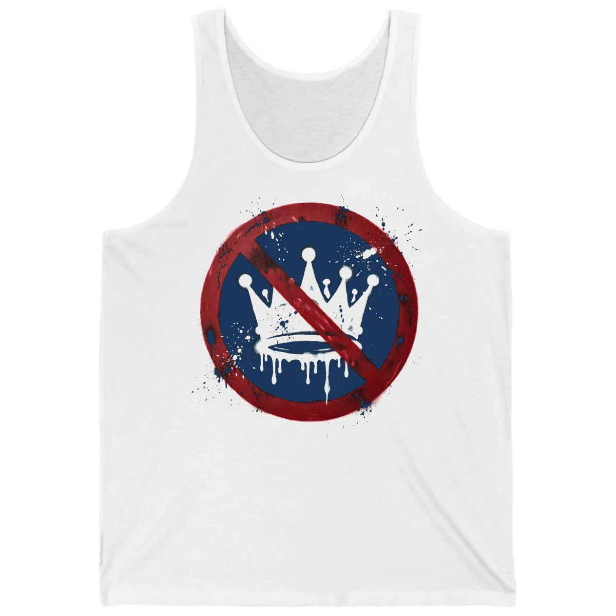 No Crown Anti-Monarchy Protest Symbol Art Tank in White