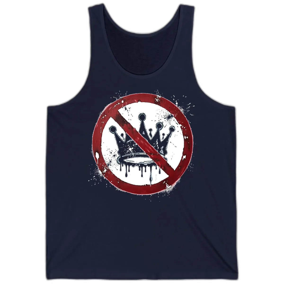 No Crown Anti-Monarchy Protest Symbol Art Tank in Navy