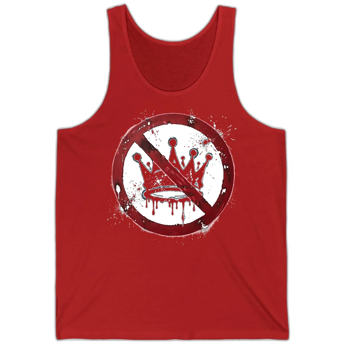 No Crown Anti-Monarchy Protest Symbol Art Tank in Red