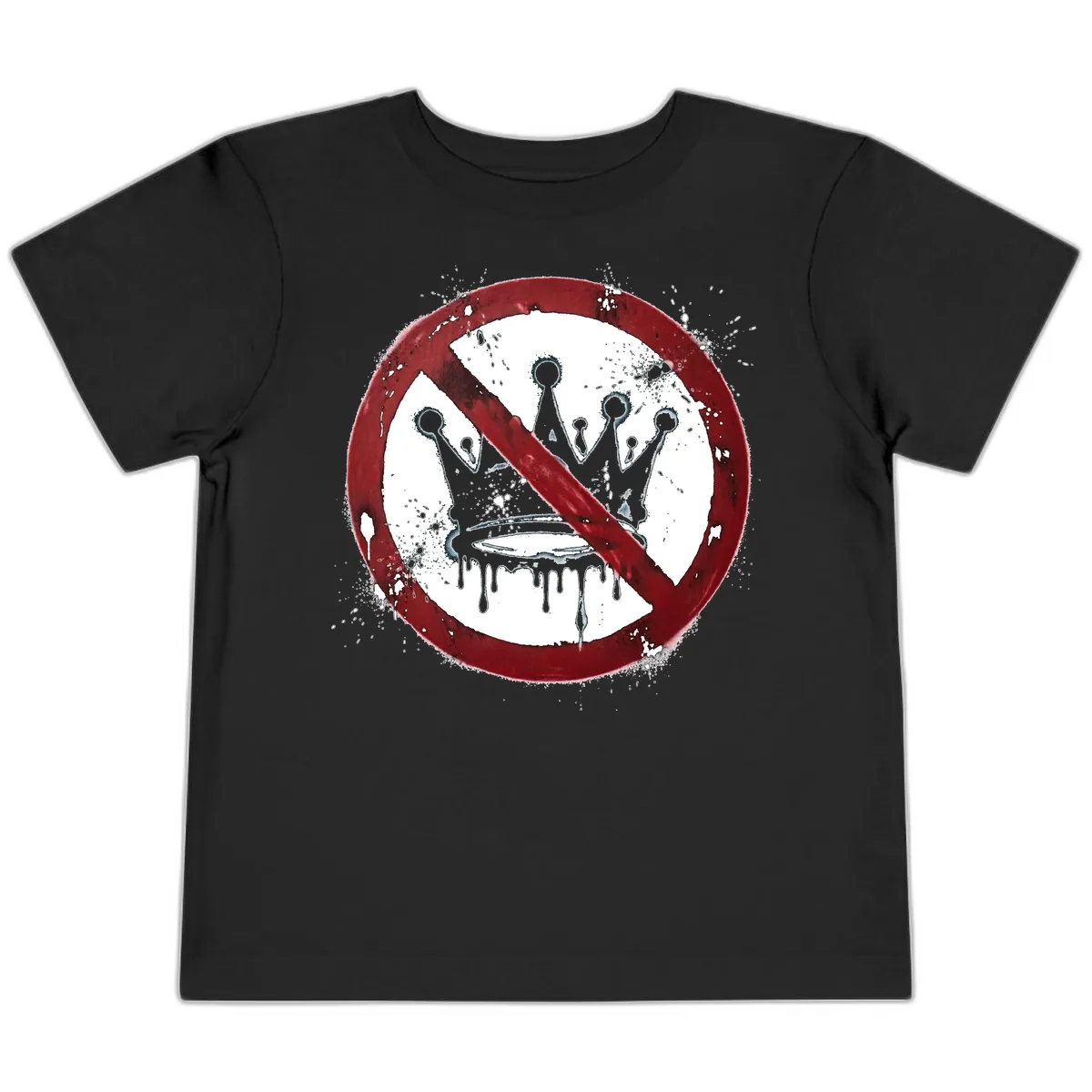 No Crown Anti-Monarchy Protest Symbol Art Toddler T-Shirt in Black