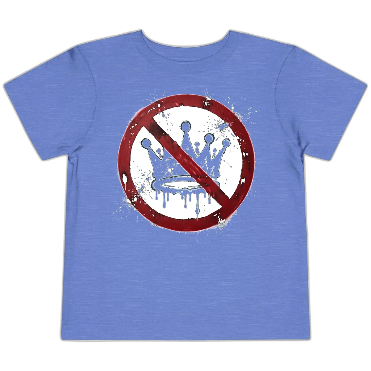 No Crown Anti-Monarchy Protest Symbol Art Toddler T-Shirt in Heather Columbia Blue