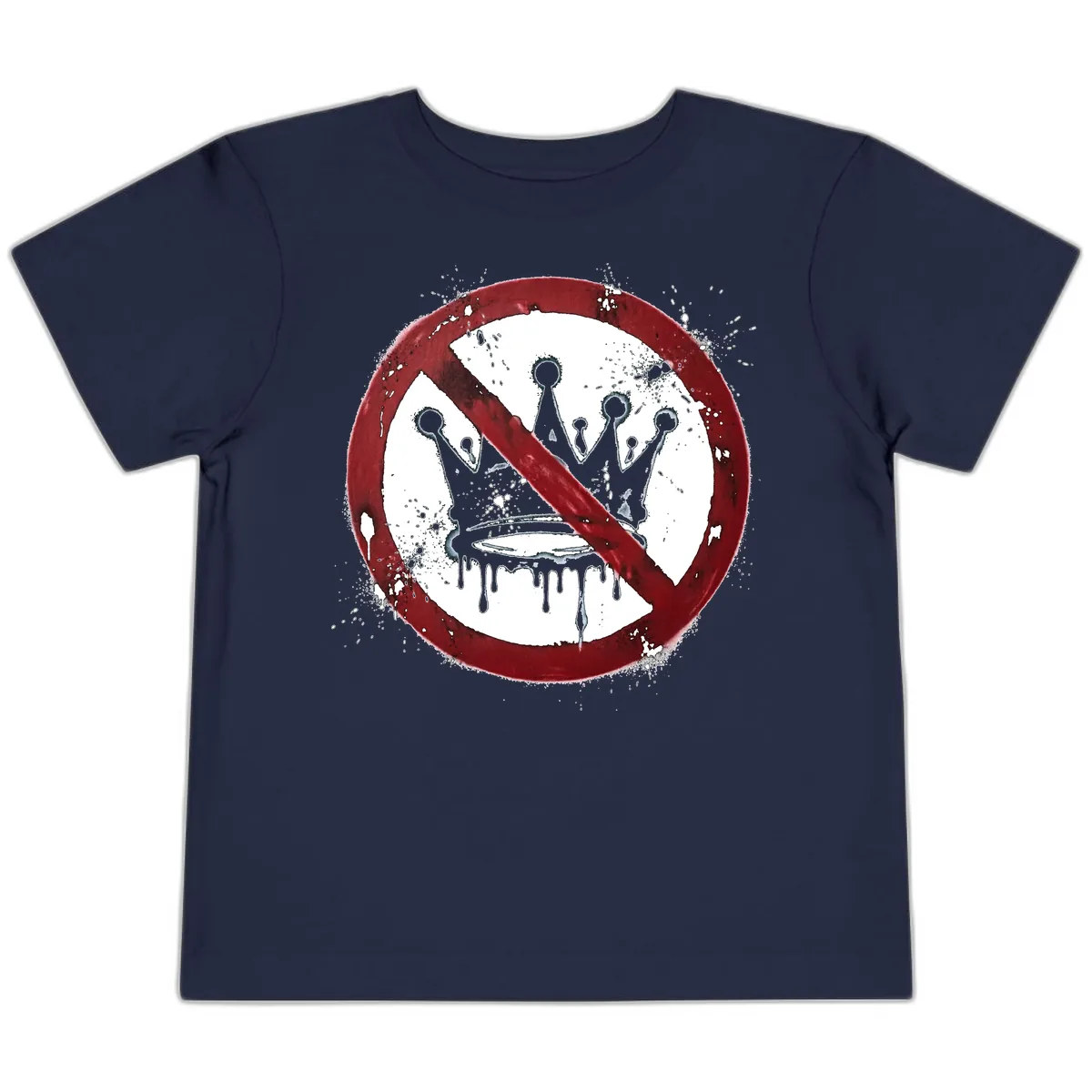 No Crown Anti-Monarchy Protest Symbol Art Toddler T-Shirt in Navy