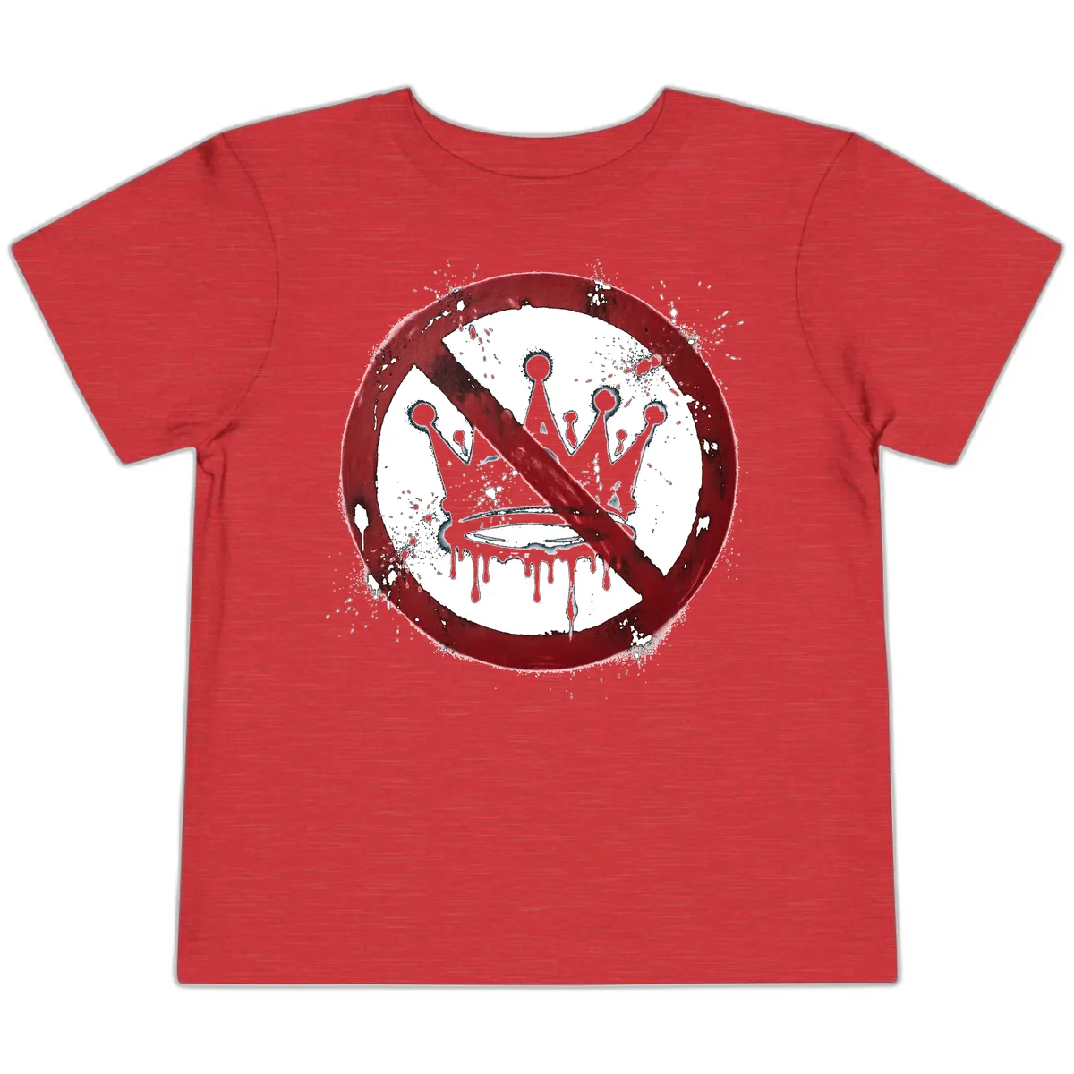 No Crown Anti-Monarchy Protest Symbol Art Toddler T-Shirt in Heather Red