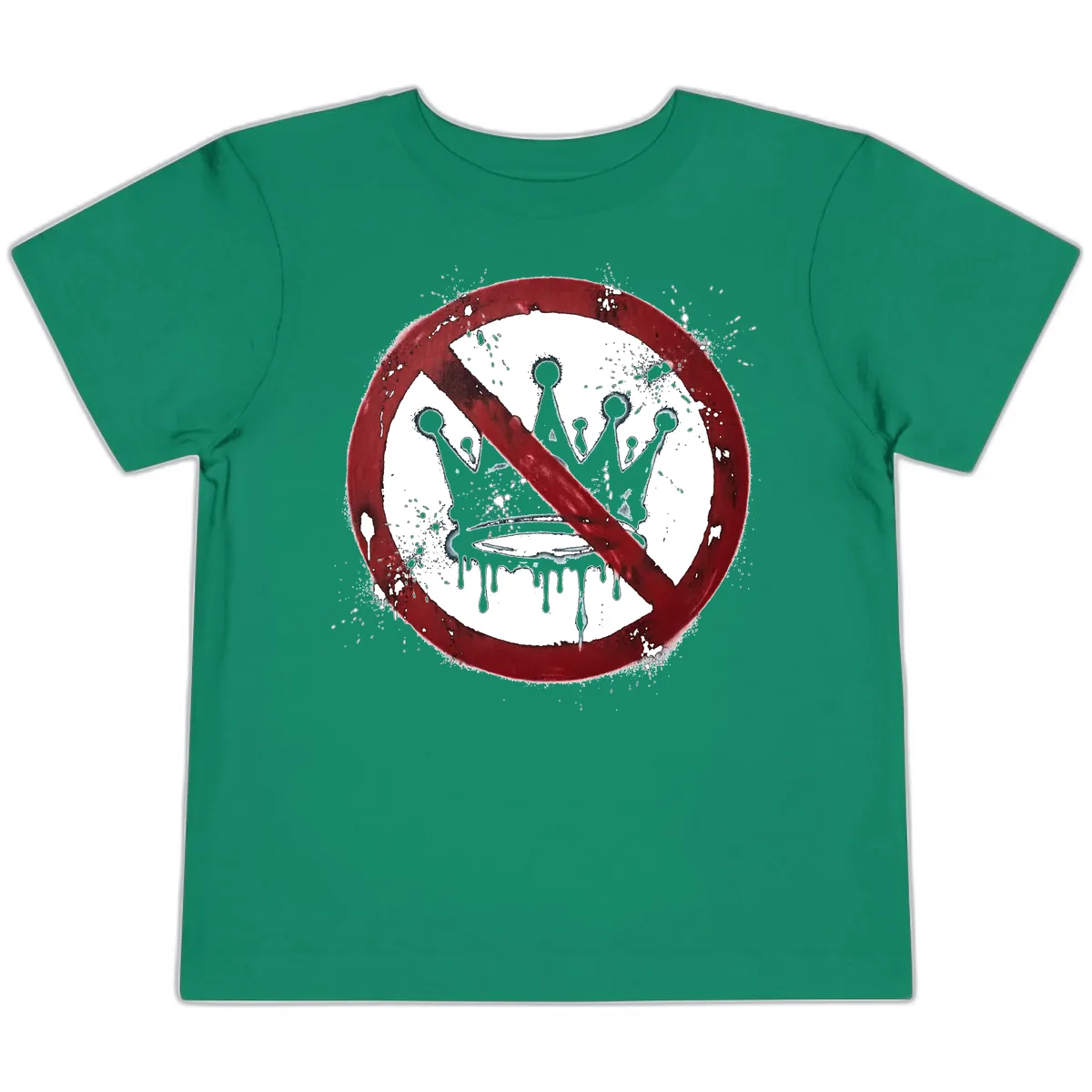 No Crown Anti-Monarchy Protest Symbol Art Toddler T-Shirt in Kelly
