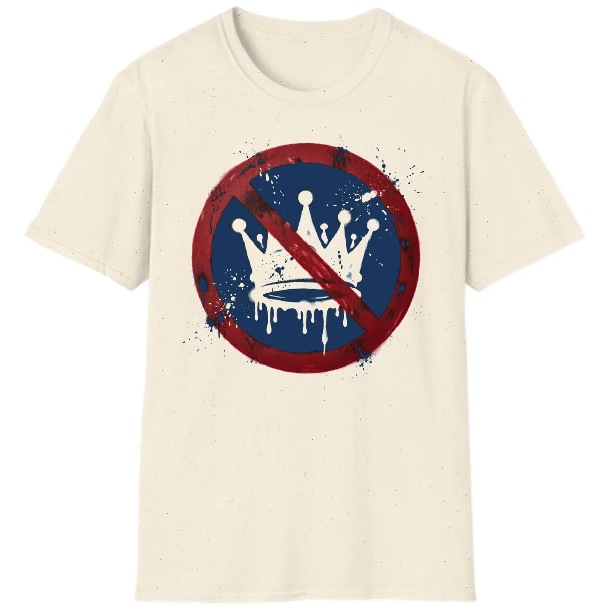 No Crown Anti-Monarchy Protest Symbol Art T-Shirt in Natural