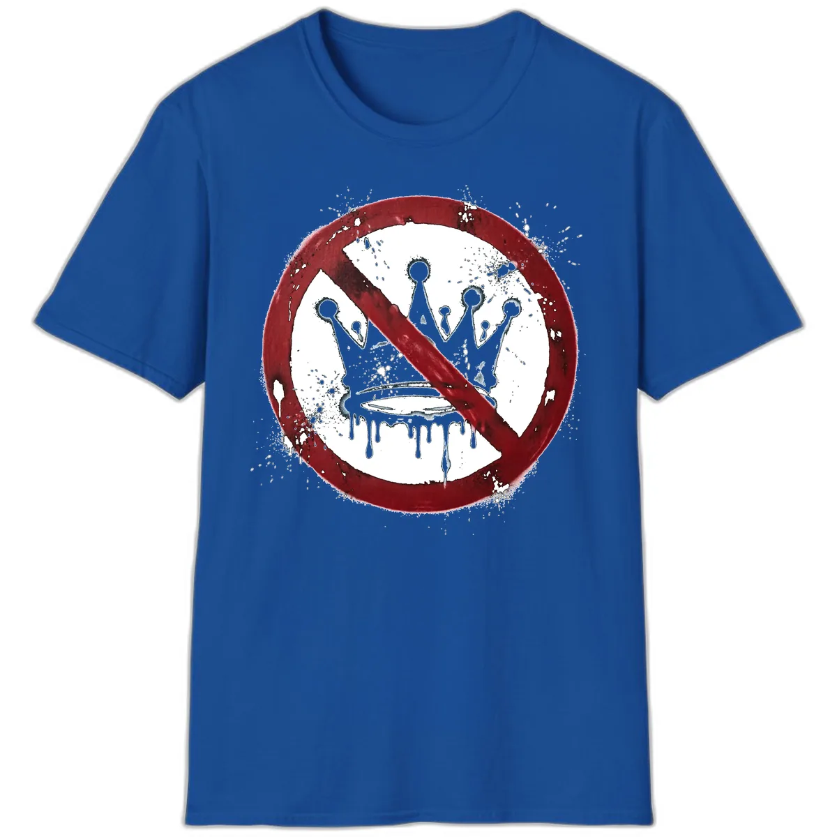 No Crown Anti-Monarchy Protest Symbol Art T-Shirt in Royal