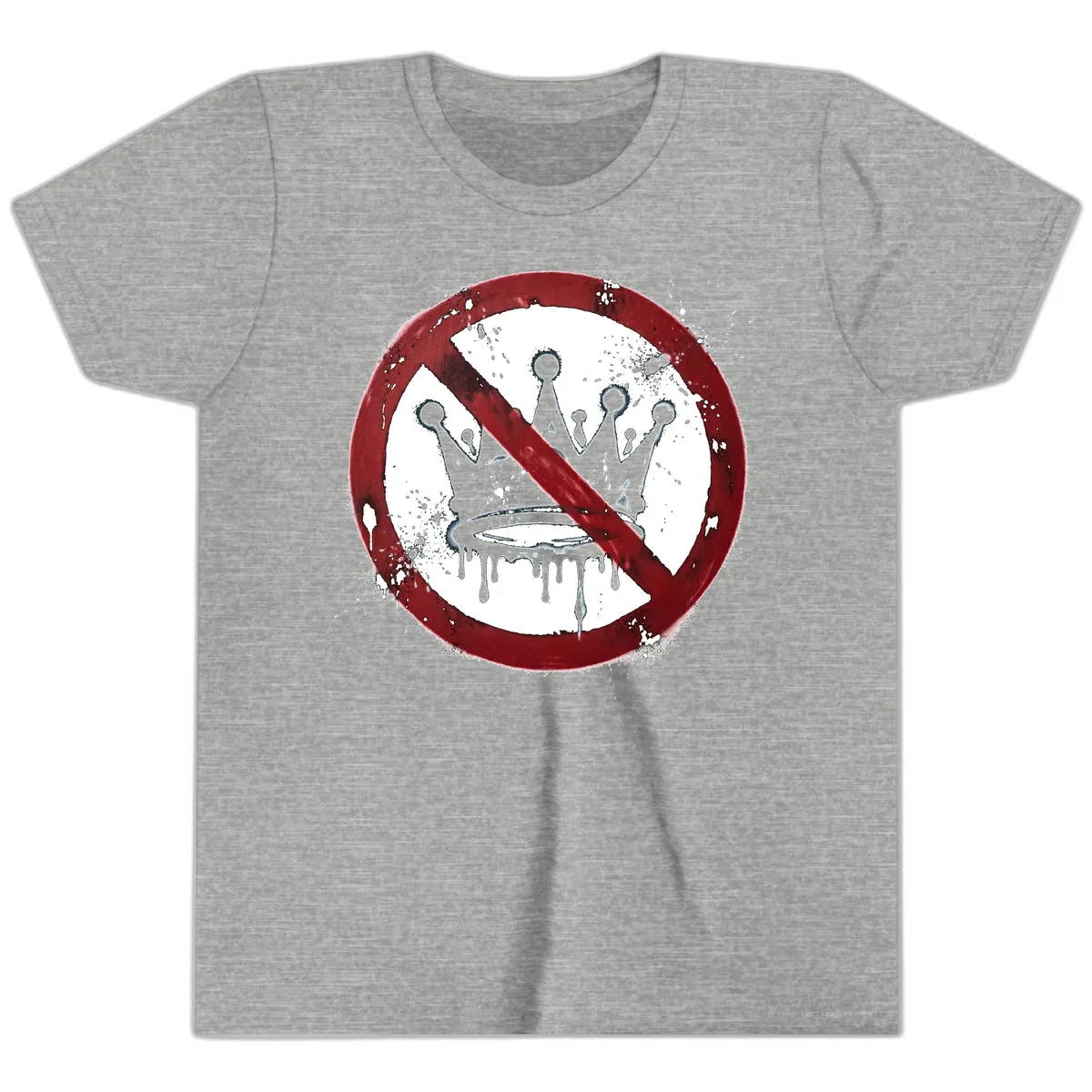No Crown Anti-Monarchy Protest Symbol Art Youth T-Shirt in Athletic Heather